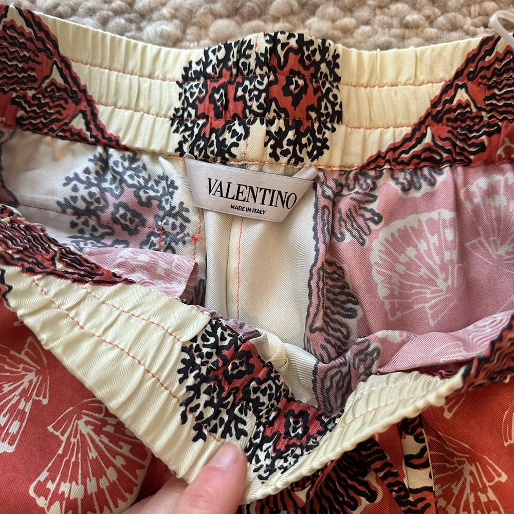 Valentino Patterned Skirt - Red and Cream